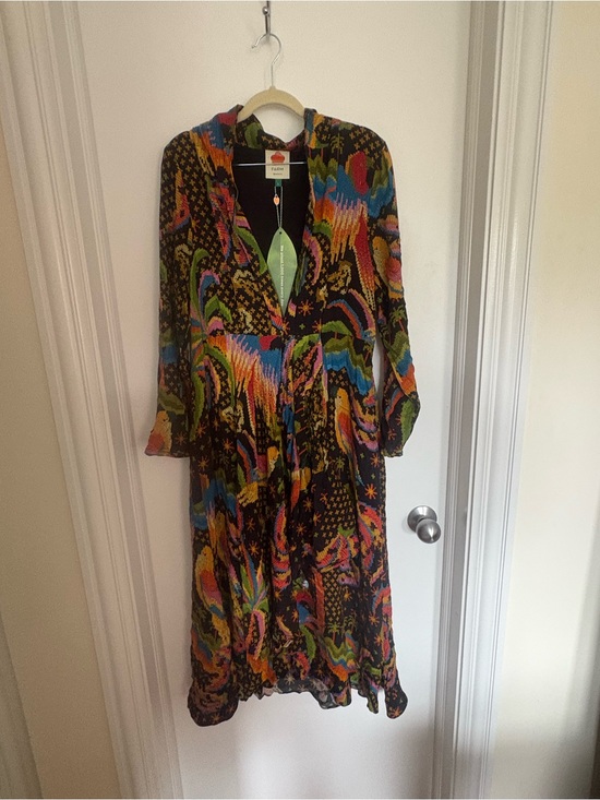 FARM Rio Dresses & Skirts - FARM Rio Black Macaw Island Abstract Midi Dress size Large NWT
